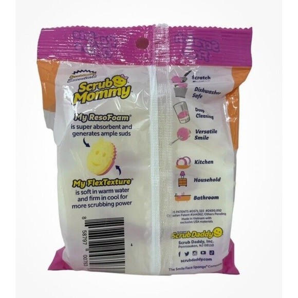 Scrub Mommy Dual-sided Scrubber & Sponge by Scrub Daddy Pink & Yellow - 4 Pack - Picture 3 of 4
